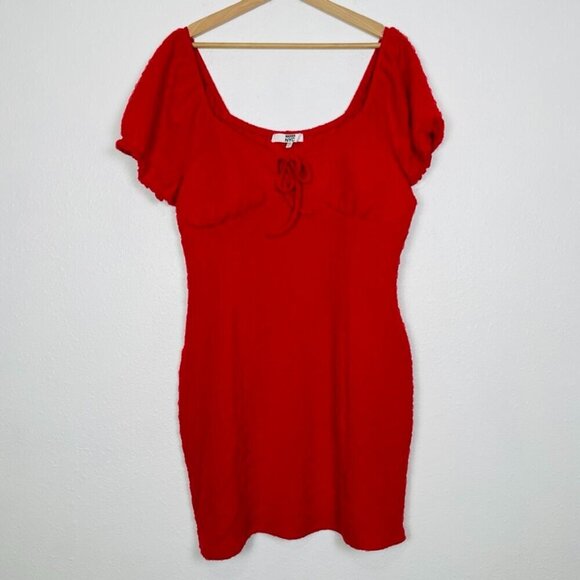 Madden NYC XXL Red Textured Tie Bust Mini Dress - Picture 5 of 15